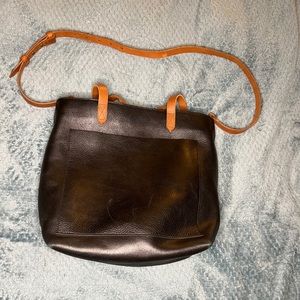 Madewell The Zip Top Medium Transport Leather Tote